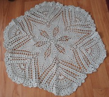 Hand crocheted pale green tablecloth