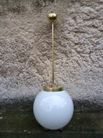 2db 30cm opál gömb függeszték réz szerelékkel Bauhaus Art Deco lámpa