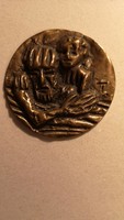 Különleges bronz plakett :Apa fiával