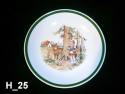 Kahla porcelán gyerek mély tányér, mese tányér: Piroska és a farkas
