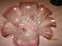 Walther Glas Mikasa rózsaszínű rózsa kristály tál