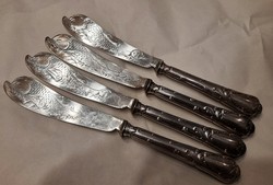 4 db. gyönyörű antik KÉZZEL METSZETT ezüstözött Christofle kés