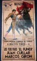 Nagyméretű Spanyol Bikaviadal Plakát Régi