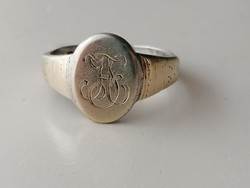 Ezüst régi kis pecsét gyűrű 800-as finomságú + mesterjel 