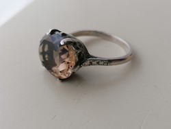 Ezüst gyönyörű impozáns gyűrű 925  "SIL" citrin kővel. Bevizsgált polírozott, fényezett 