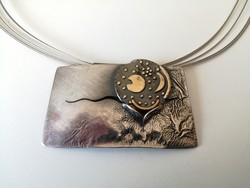 Nap-hold kézműves ezüst nyakék