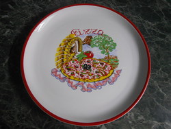 Tányér lapos pizza porcelán olasz piros-fehér 31 cm