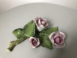 Herendi rózsa 3-as kompozíció gyönyörű porcelán jelzett ritka