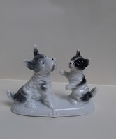 4223 - Kutya-macska barátság, német porcelán