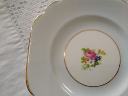 3 db angol Rosina porcelánfajansz, szögletes, halványkék sütis tányér