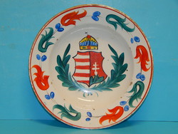 Barokk címeres hollóházi tányér kiváló állapotban - ingyenes posta