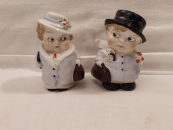Antik GDR Német figurális porcelán só és bors szóró 