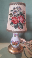 Antik herendi porcelán lámpa gobelin ernyővel