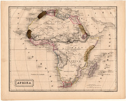 Afrika térkép 1840 (2), német nyelvű, atlasz, eredeti, Pesth, 23 x 29 cm, régi, acélmetszet, Szahara