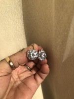 Hatalmas kristály valódi ezüst fülbevaló 