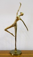 Modernista stílusú táncoló női akt réz szobor