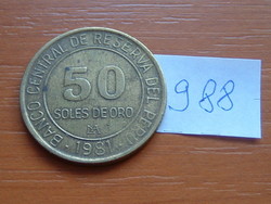 PERU 50 SOLES DE ORO 1981 LMA, 27,85 mm # 988