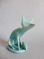 Antik Zsolnay porcelán kék róka