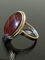 Antik ezüst gyűrű karneol kővel