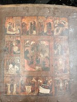 Régi orosz ikon XX század. Olaj, fa. Ikon az "Jézus születésé" Ünnepi ikon. 3 szam