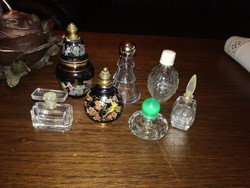 7 db mini parfümös üveg, kölnis üveg