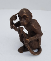 Antik bécsi bronz majom. Különleges állatábrázolás. Gyűjtői darab.