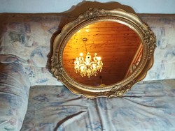 Blondel keretes ritka ovális antik tükör