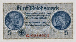 Németország lll. Birodalom 5 Reichsmark 1940-1945 UNC