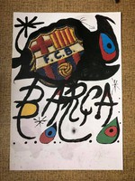 Joan Miró BARCELONA FC."75è Aniversari"Eredeti szita nyomat  75. évfordulóra Kiadva mindössz 1000db 