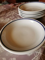 Zsolnay porcelán menzás kék csíkos főzelékes, kocsonyás tányér
