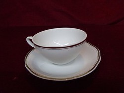 MZ Csehszlovák porcelán teáscsésze + alátét, arany szegélyes, vitrin minőség.