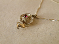 KK804 925 Ezüst nyaklánc rózsa virág alakú  medál