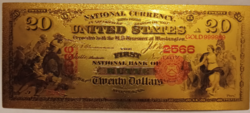 24 karátos aranyozott 20 dollár bankjegy, replika