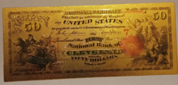24 karátos aranyozott 50 dollár bankjegy, replika