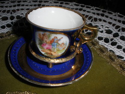 Altwien jelenetes kávés csésze és tányér