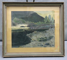 Alex Lindmann: "Sand" -guache festmény 1946 - 05051