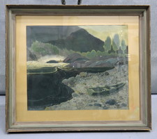 Alex Lindmann: "Sand" -guache festmény 1946 (5051)