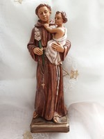 Eredeti olasz, 30 cm es, fából készült Szent Antal szobor, sorszámozott, Malsiner munka