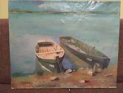 Gazdag József - Pihenő csónakok a Balaton parton