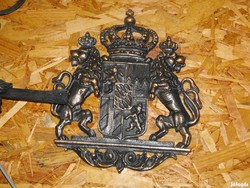 A rarity! Bavarian castle coat of arms and turul plaque cast metal bronze engraved wall decoration