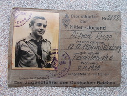WW2,Hitlerjugend Dienstkarte,facsimile