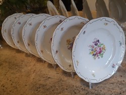 Antik, pajzspecsétes, rózsás Zsolnay porcelán desszertes tányérok 