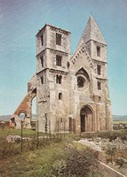 Retro képeslap, Zsámbék, templomrom (XIII-XVIII. sz.)