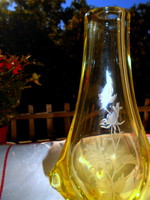 Bohémia súlyos vastag csiszolt üveg váza 26 cm 