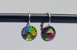 Swarovski Rivoli Rainbow Dark kristály, 14K WGF(fehérarannyal töltött) fülbevaló
