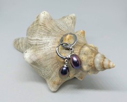 Freshwater cultured 10*8 mm black pearl earrings