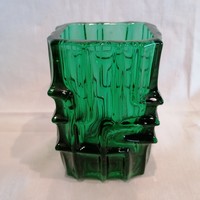 Vladislav Urban Sklo Union Cseh üveg váza , zöld , hibátlan