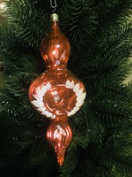 Régi retro szovjet karácsonyfadísz, nagy méretű hosszúkás  gömb