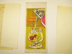 Retro auto syphon márkájú szódás szifon nejlon nylon zacskó tanúsítvány jótállás - 1980-as évekből