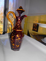 Biedermeier metszett- tűzaranyozott festéssel  üveg  karaffa-eredeti dugóval